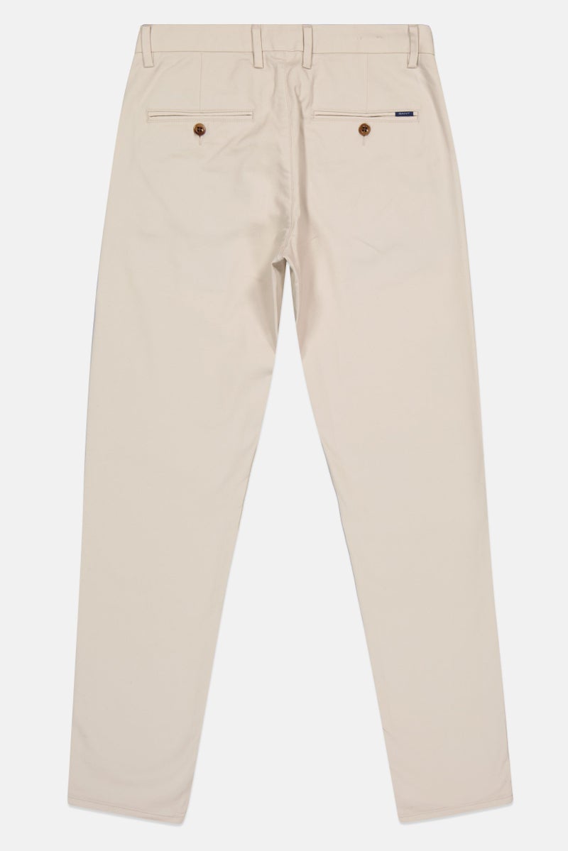 GANT Men Slim Fit Solid Chino Pants, Beige - Image 3