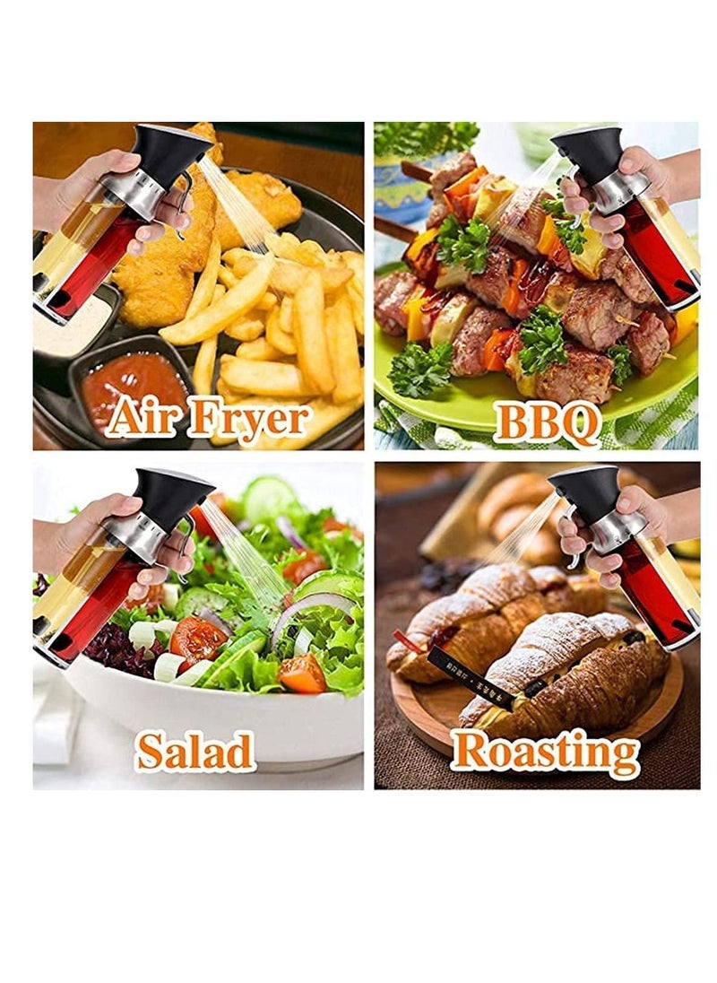Olive Oil Pump Sprayer, Vegetable Peanut and Vinegar Mister Dispenser Bottle Set, for Cooking, Kitchen, BBQ, Salad, Roasting, Grilling, Air Fryer (2 Pcs, 100 ml)