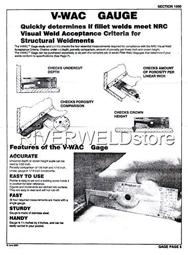 RIVERWELD V-WAC Single Weld Gage Welding Inspection Thread Gauge Checks 1/4 Inch Undercuts Pits Crown Height Porosity Pits - Image 5
