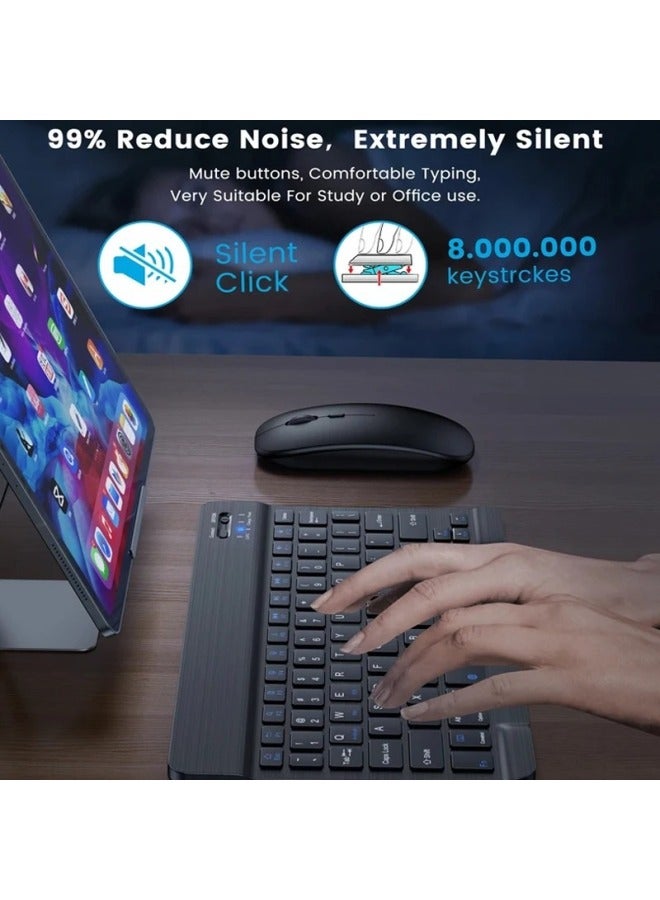 For Mobile Phone Tablet PC Wireless Bluetooth Keyboard Mouse Apple Samsung Xiaomi Russian Thai Vemba Spain-Color:Single-mode Battery Mouse-Product Type:10 Inch Bluetooth Keyboard - Image 3