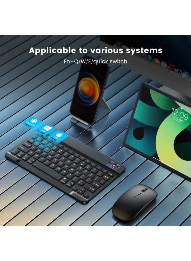 For Mobile Phone Tablet PC Wireless Bluetooth Keyboard Mouse Apple Samsung Xiaomi Russian Thai Vemba Spain-Color:Single-mode Battery Mouse-Product Type:10 Inch Bluetooth Keyboard - Image 4