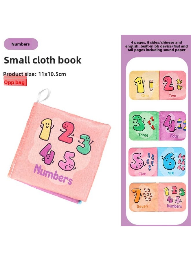 Cloth Book Baby Animal Three-dimensional Tail Early Education Cloth Book Educational Toys Newborn Baby Cloth Book-Color: Short Cloth Book-Number (Chinese And English Version, 4 Pages, 8 Faces With Sound Paper BB) 20g  - Image 1