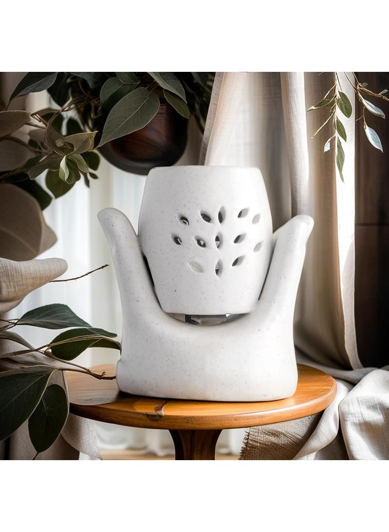 Medhini Medhini by Earth Store Bliss Electric Ceramic Aroma Diffuser Fragrance Humidifier Aroma Oil Burner for Office Home Dcor Aromatherapy White  - Image 4