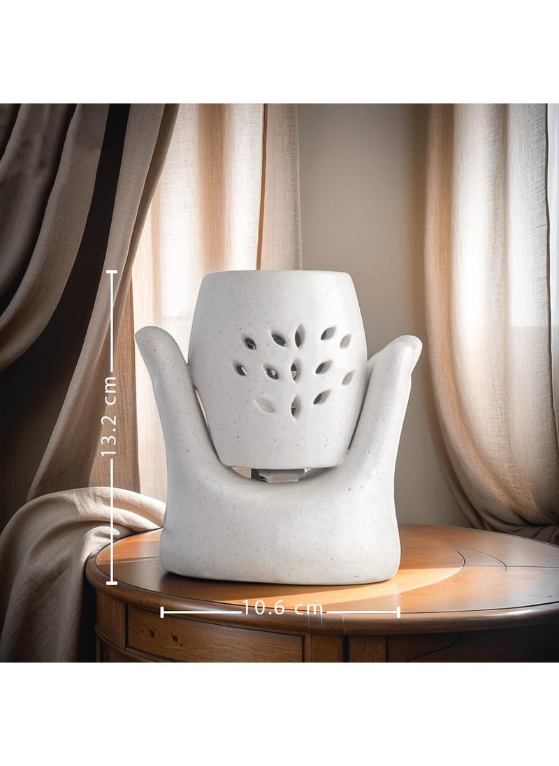 Medhini Medhini by Earth Store Bliss Electric Ceramic Aroma Diffuser Fragrance Humidifier Aroma Oil Burner for Office Home Dcor Aromatherapy White  - Image 2