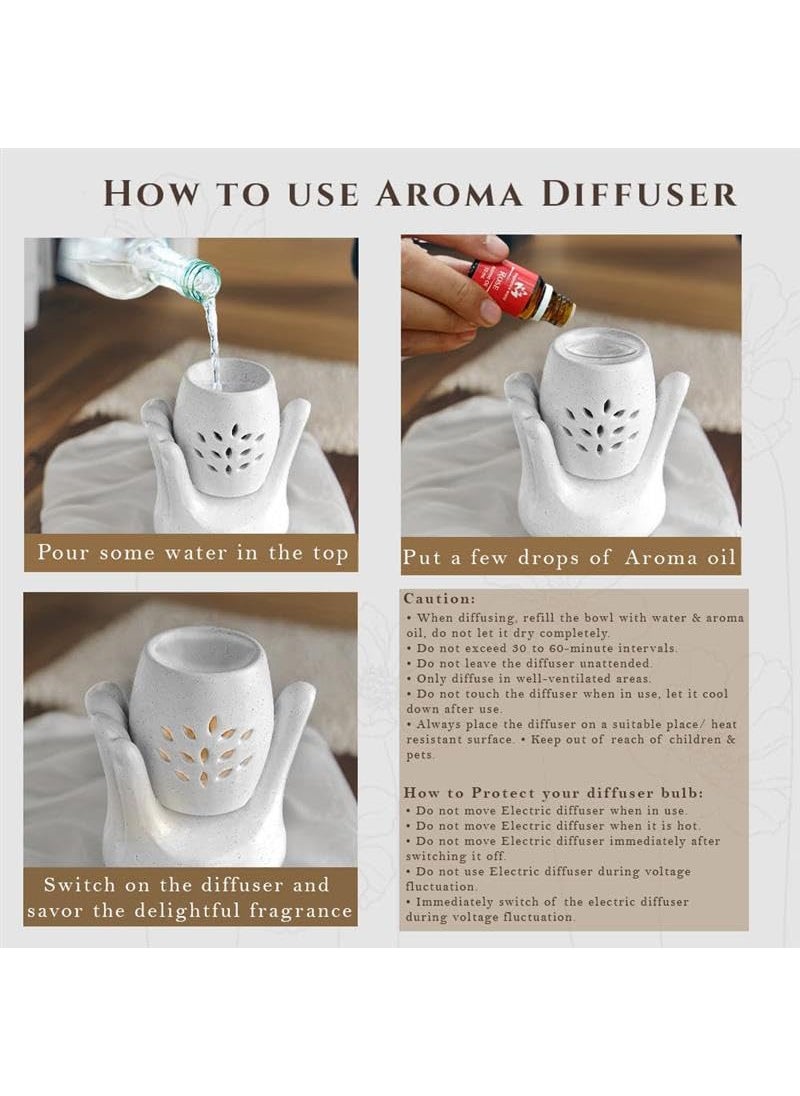 Medhini Medhini by Earth Store Bliss Electric Ceramic Aroma Diffuser Fragrance Humidifier Aroma Oil Burner for Office Home Dcor Aromatherapy White  - Image 5