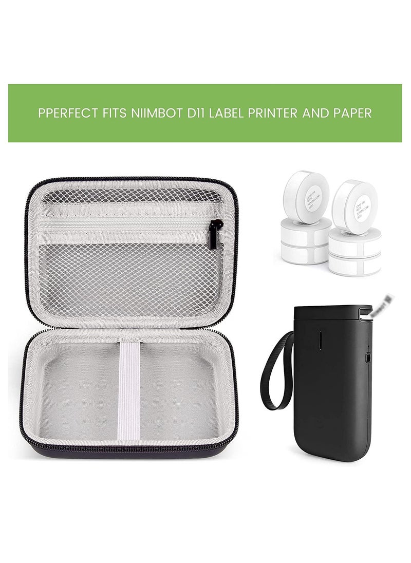 KASTWAVE - Case Compatible with NIIMBOT D11 Label Maker Printer, Hard Carry Case for Labeler Makers & Labeling Tapes, Storage Bag for Phomemo D30, Canon, Mini Photo Printer & Label Paper Accessories, Black - Image 1