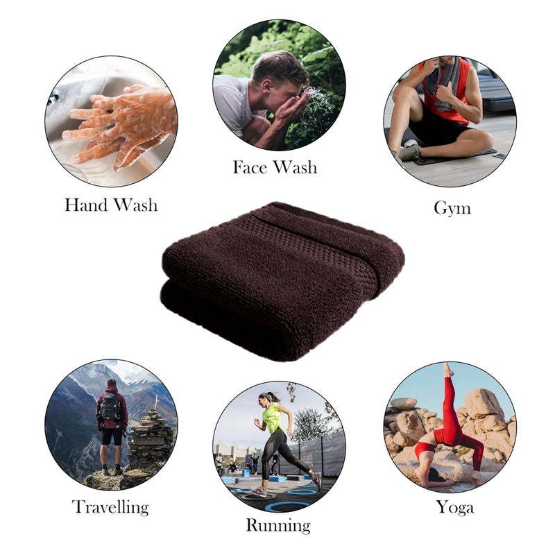 Home Studio Home Plus Studio Super Soft 100 Cotton Hand Towels Set for Gym and Workout Soft Absorbent Quick Dry 150 GSM 40X70 CM Brown Pack of 5 - Image 3