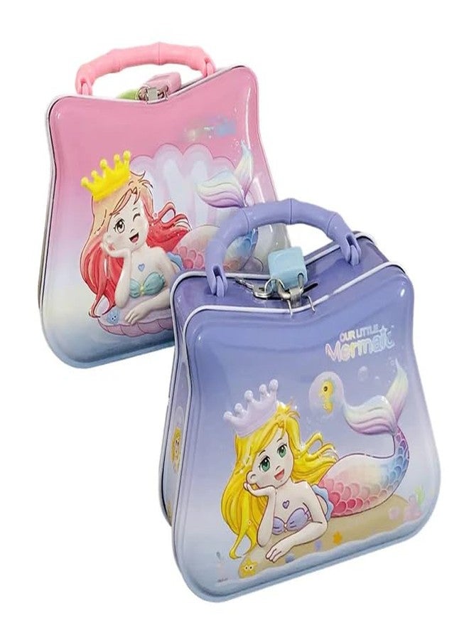 Sajani Cute Cartoon Creative Portable Piggy Bank, Money Saving Box with Combination Lock, Mini Coin Bank Gifts for Boys and Girls, Best Return Gifts for Kids (Pack of 1) (Mermaid - Pink) - Image 4