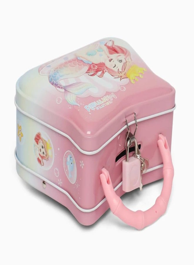 Sajani Cute Cartoon Creative Portable Piggy Bank, Money Saving Box with Combination Lock, Mini Coin Bank Gifts for Boys and Girls, Best Return Gifts for Kids (Pack of 1) (Mermaid - Pink) - Image 3