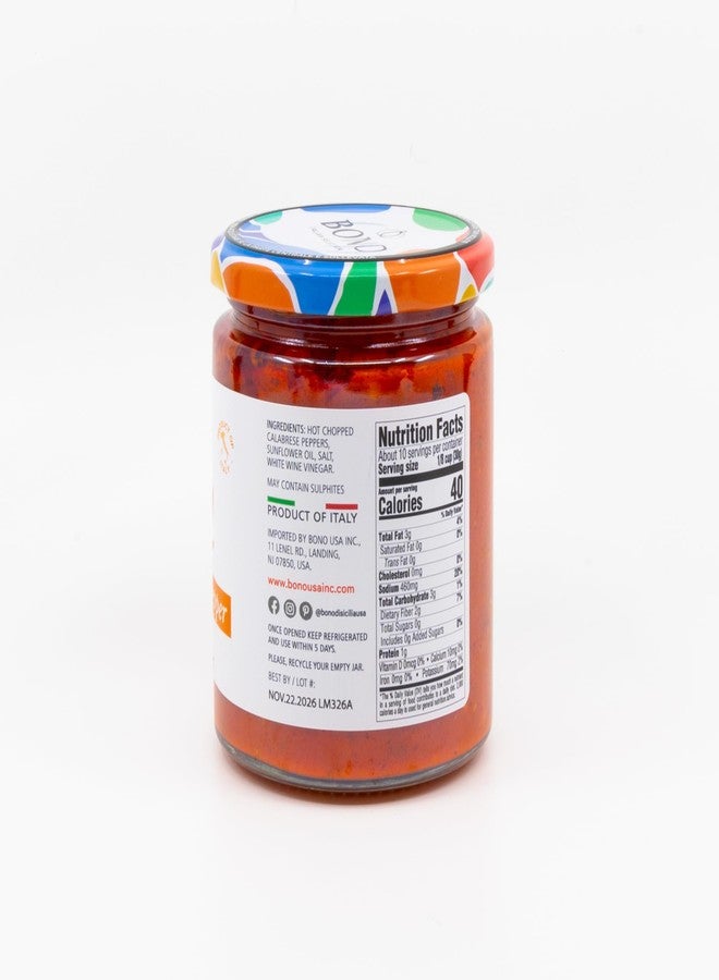Bono Hot Calabrese Chili Pepper in Oil | Product of Italy | All Natural | No Artificial Colors or Dyes | Non-GMO Verified, (Pack of 2) (10.23 OZ, Chopped) - Image 4