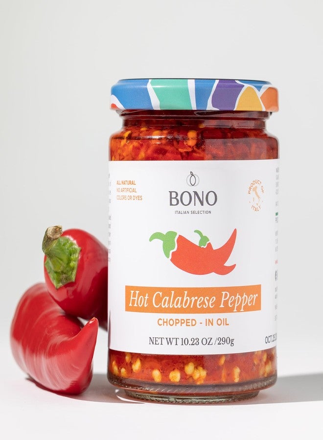 Bono Hot Calabrese Chili Pepper in Oil | Product of Italy | All Natural | No Artificial Colors or Dyes | Non-GMO Verified, (Pack of 2) (10.23 OZ, Chopped) - Image 5