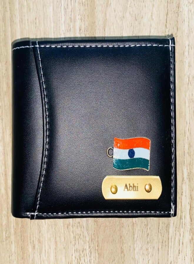 CELED Custom Name Wallet for Men | Stylish Tri-Fold Wallet with Extra Storage (Black) - Image 1