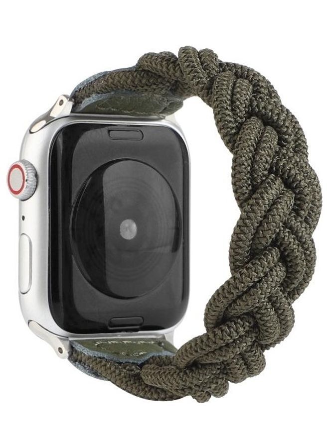 NIBEMINENT Elastic Woven Watchband For Apple Watch Series 6/SE/5/4 44mm - 3/2/1 42mm Dark Green - Image 1