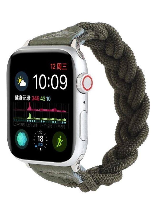 NIBEMINENT Elastic Woven Watchband For Apple Watch Series 6/SE/5/4 44mm - 3/2/1 42mm Dark Green - Image 3