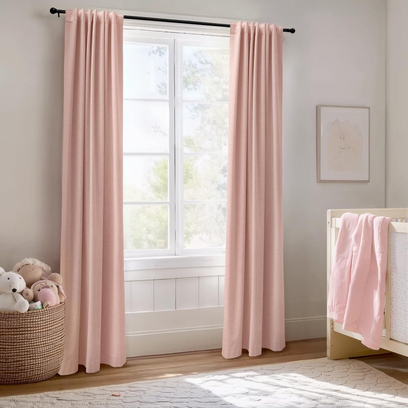 100% Blackout Shield Linen Blackout Curtains for Bedroom 90 Inches Long, Back Tab/Rod Pocket Living Room Drapes, Thermal Insulated Blackout Curtains 2 Panels Set, 50" W x 90" L, Blush Pink - Image 5