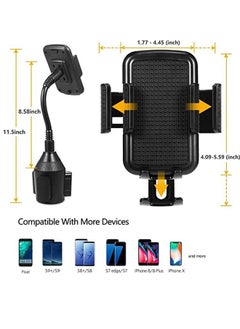 PADOM Padom Car Cup Holder Phone Mount with A Long Flexible Neck for any Cell Phones iPhone 11 Pro iPhone Max iPhone SE iPhone XS iPhone Max iPhone X iPhone 8 iPhone 7 Plus Galaxy Google Pixel  - Image 2