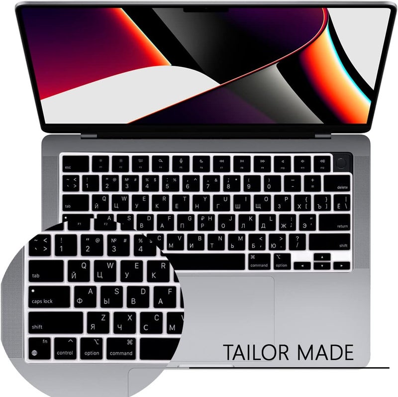 WYGCH Russian Keyboard Cover For MacBook Air 2025-2022 34.5cm 38.1cm M4 M3 M2 A3240 A3241 A3113/A3114/A2681/A2941; Pro 2025-2021 35.6 16 cm 1 inch 2.4 inch inch cm M4 M4 3 M2 M1 - Image 2