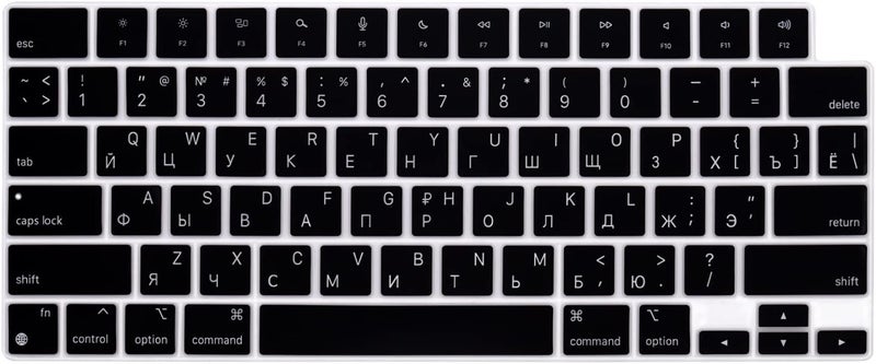 WYGCH Russian Keyboard Cover For MacBook Air 2025-2022 34.5cm 38.1cm M4 M3 M2 A3240 A3241 A3113/A3114/A2681/A2941; Pro 2025-2021 35.6 16 cm 1 inch 2.4 inch inch cm M4 M4 3 M2 M1 - Image 1