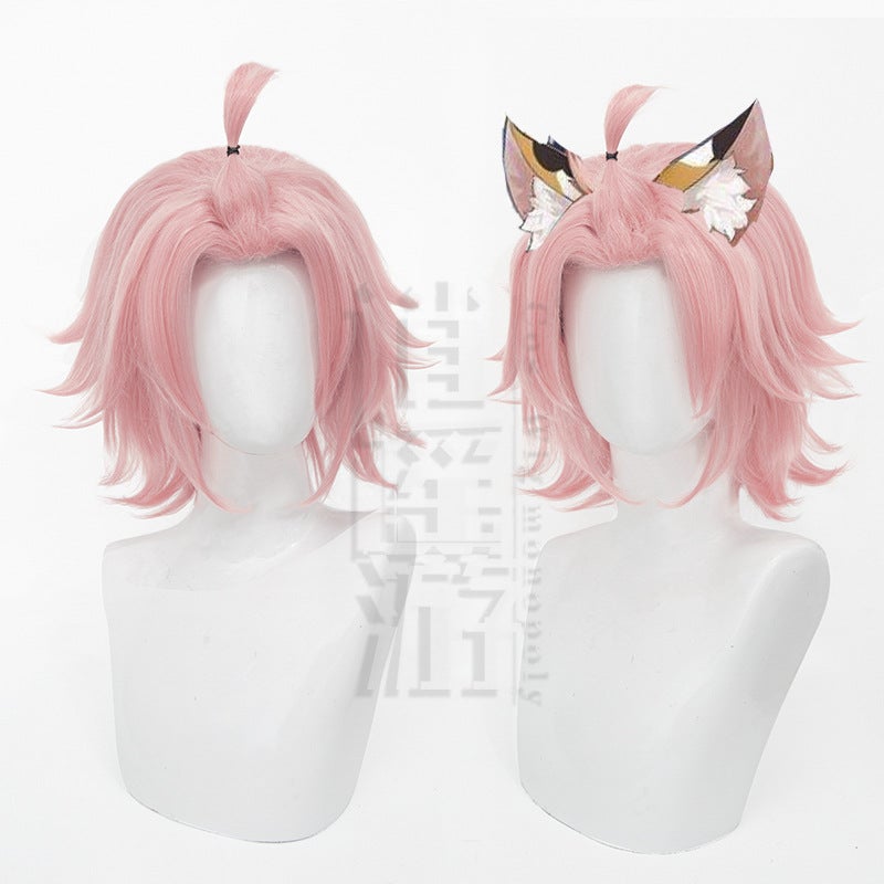Generic Original God Dimond City ona wig cat tail special cos character shape smoky pink short hair slightly anti-upturned Ona