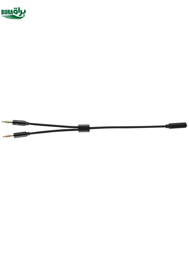 BURAQ YH192 2 in 1 3.5mm Female to Microphone + Audio Male Braided Audio Cable, Length: 22cm (Black) - Image 5