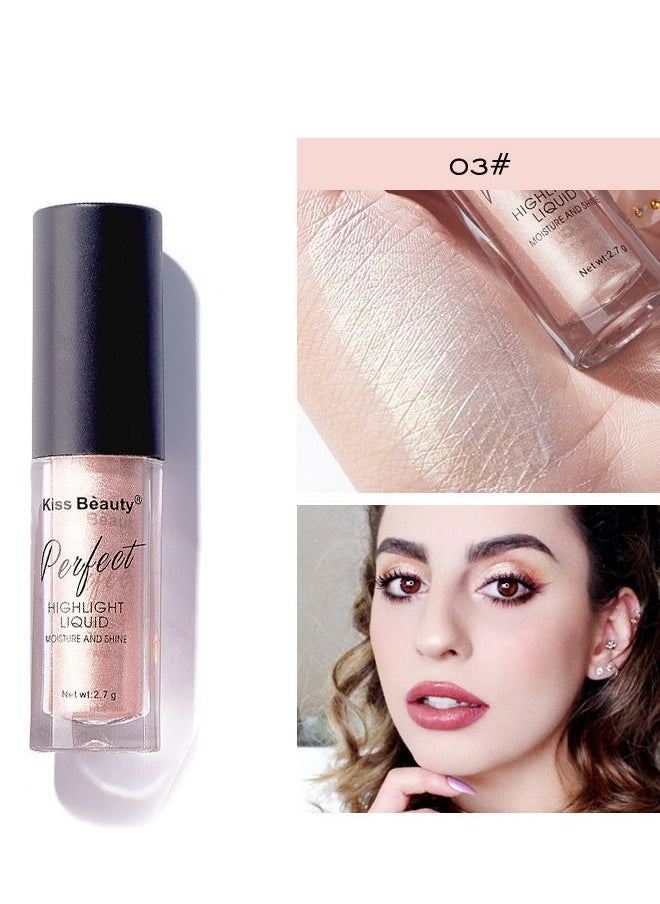 Kiss Beauty Liquid Glitter Concealer Liquid Foundation Eyeliner, Metal Glitter Glitter Eyeshadow, Glitter Long Lasting Waterproof Face Lip Art Suitable For Party Holiday Makeup 03#  - Image 1