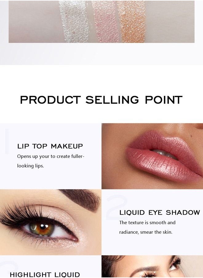 Kiss Beauty Liquid Glitter Concealer Liquid Foundation Eyeliner, Metal Glitter Glitter Eyeshadow, Glitter Long Lasting Waterproof Face Lip Art Suitable For Party Holiday Makeup 03#  - Image 2