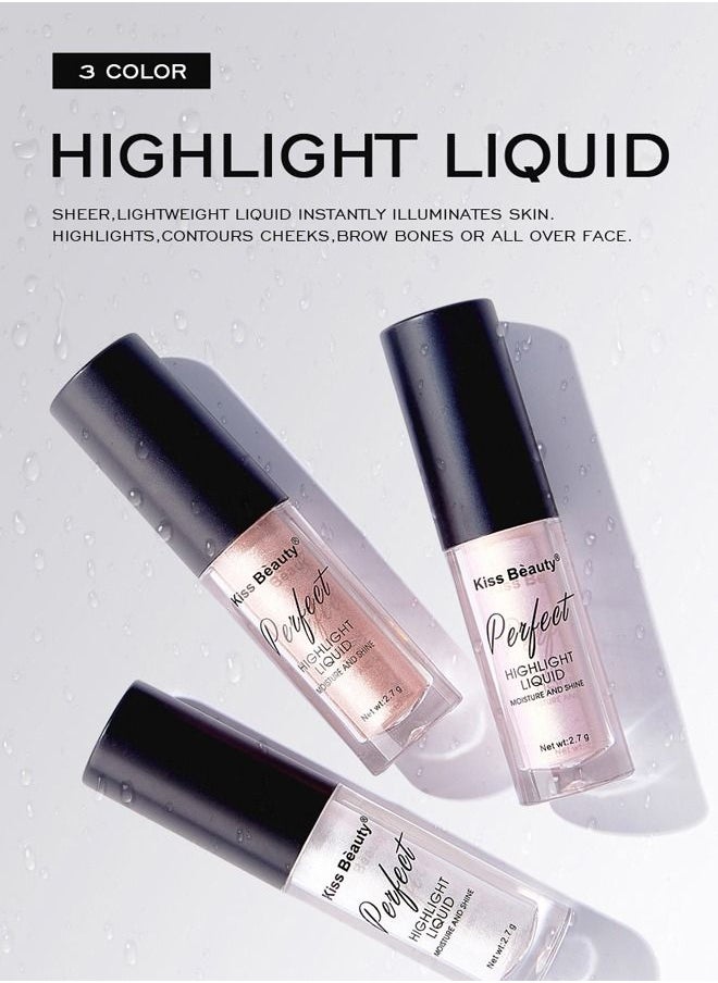 Kiss Beauty Liquid Glitter Concealer Liquid Foundation Eyeliner, Metal Glitter Glitter Eyeshadow, Glitter Long Lasting Waterproof Face Lip Art Suitable For Party Holiday Makeup 03#  - Image 5