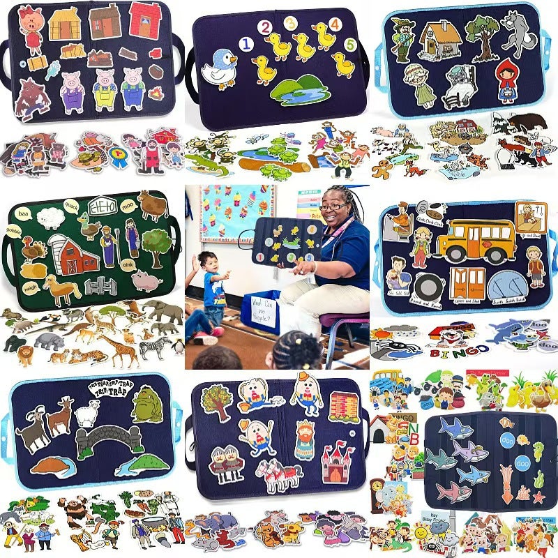 Story Board Set Portable Felt Learning Board Children'S Montessori Story Dressing Board Felt Busy Board - Image 4