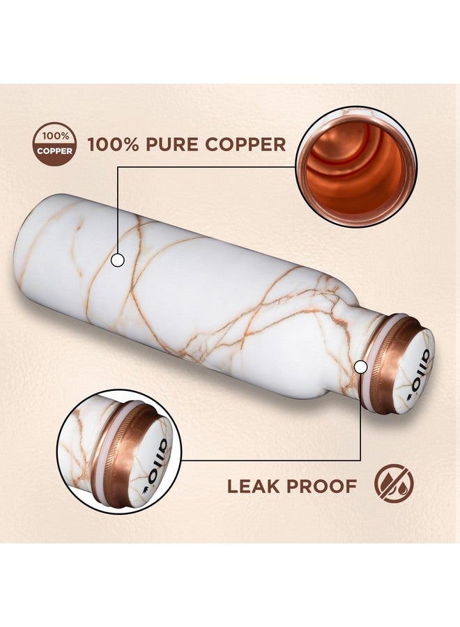Allo Allo Pure Copper Water Bottle 1 Litre Copper Bottle | Alkaline and Anti Oxidant | 100% Leak Proof, Office, Gym Bottle, Modern Tamba Bottle for Adults, Best Gift for Diwali (White Golden Marble)  - Image 3