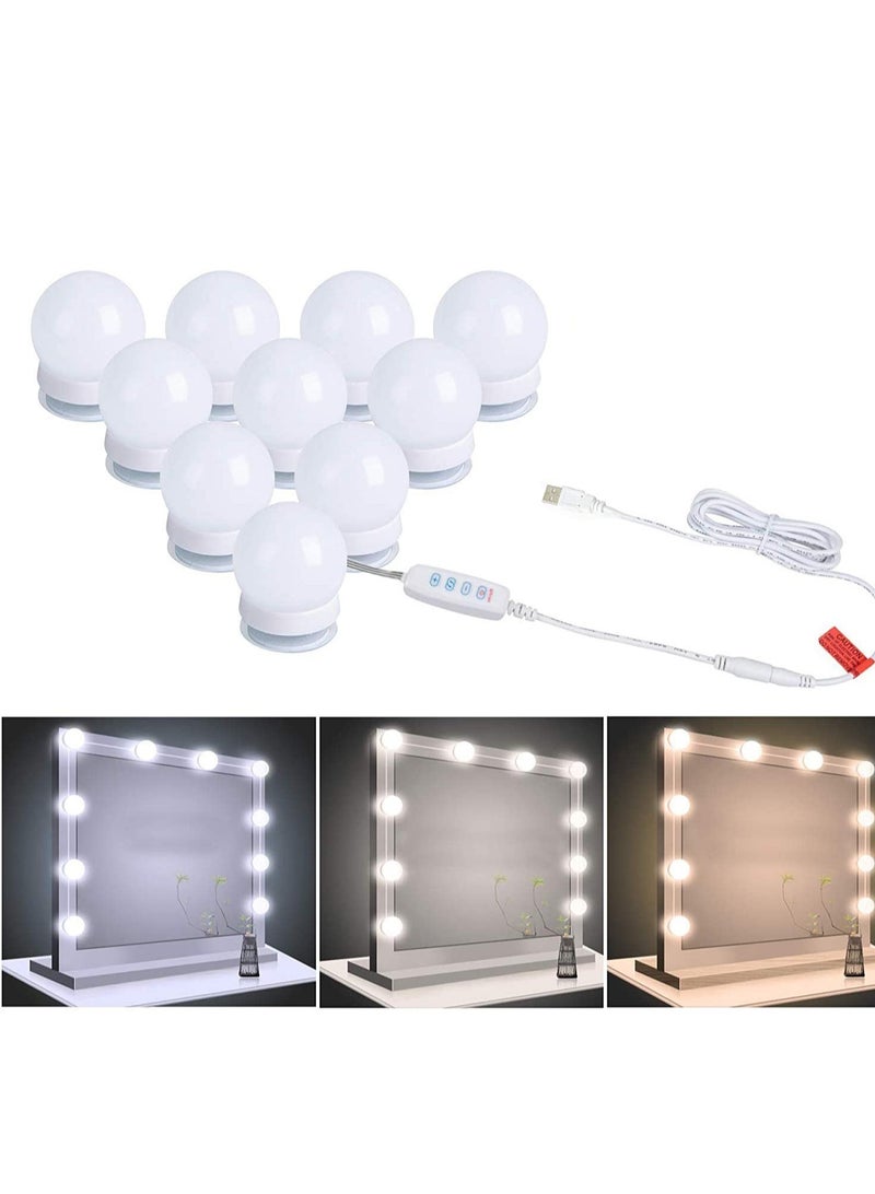 ELTRAZONE Hollywood Style LED Vanity Mirror Lights Kit with 10 Dimmable Light Bulbs For Makeup Dressing Table and Power Supply Plug in Lighting Fixture strip Vanity Mirror Light White - Image 4