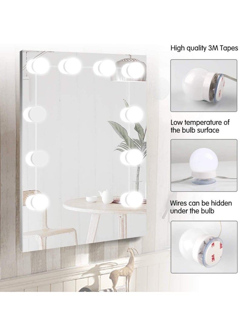 ELTRAZONE Hollywood Style LED Vanity Mirror Lights Kit with 10 Dimmable Light Bulbs For Makeup Dressing Table and Power Supply Plug in Lighting Fixture strip Vanity Mirror Light White - Image 3