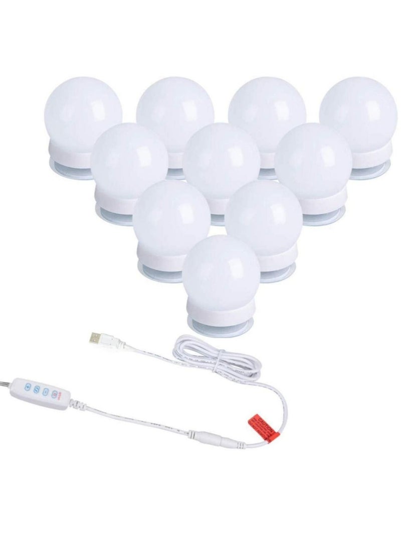 ELTRAZONE Hollywood Style LED Vanity Mirror Lights Kit with 10 Dimmable Light Bulbs For Makeup Dressing Table and Power Supply Plug in Lighting Fixture strip Vanity Mirror Light White - Image 1