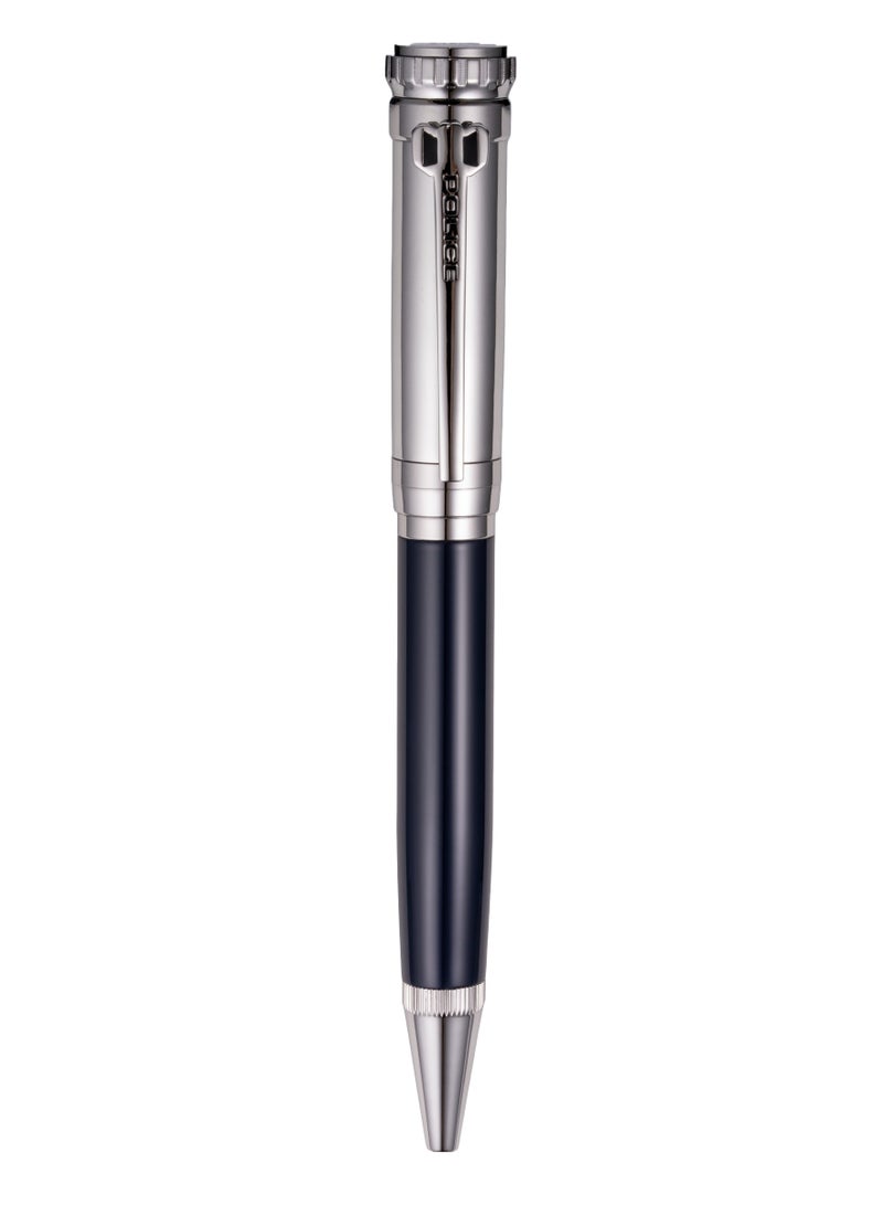 POLICE Silver and Black Stainless Steel Pen Blue Ink
