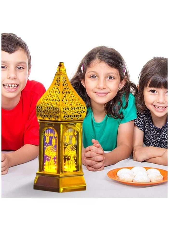 صندوق العاب 3 قطع من مصابيح LED المضيئة لزينة رمضان فانوس رمضان مبارك باللون الذهبي - Image 4