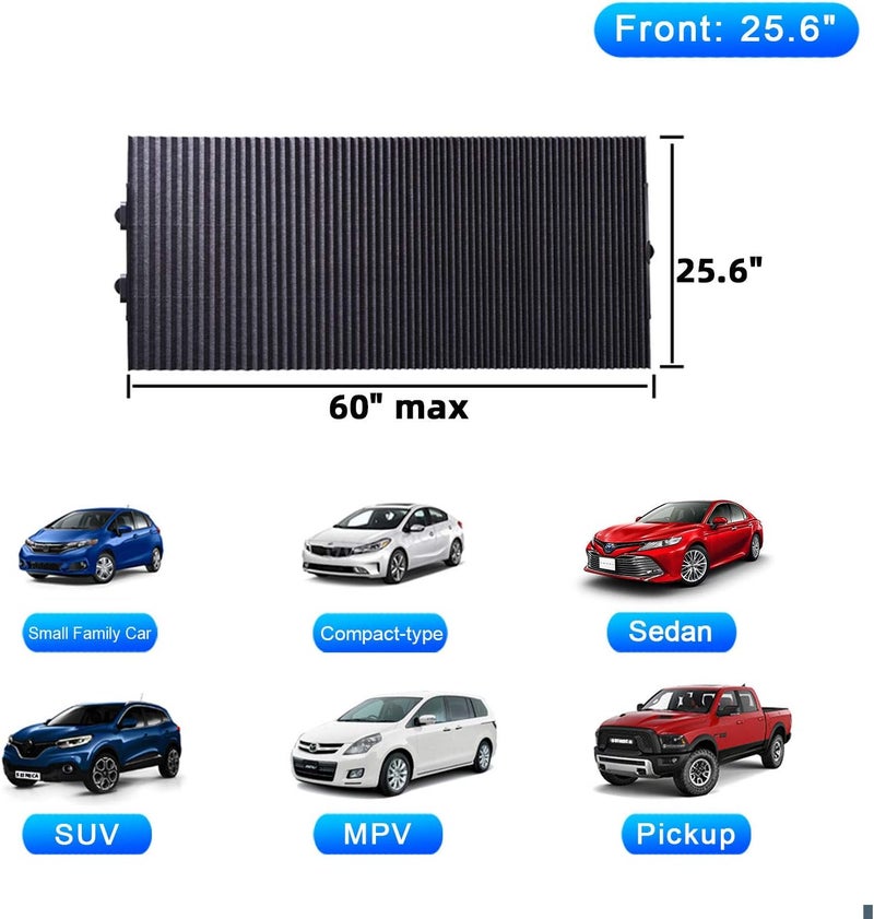 SEINECA Retractable Windshield Sun Shade for Car, Large Sun Visor Protector Blocks 99% UV Rays to Keep Your Vehicle Cool, Auto Sunshade Fits Front Window of Various Models with Suction Cups 2021 New - Image 2