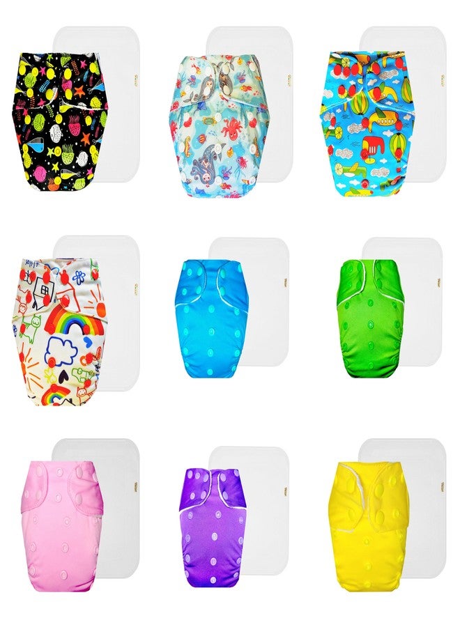 Dumbledo Premium Cloth Diaper with Cotton Insert (Pack of 9) | Soft & Gentle | Leakproof | Travel Friendly | Worry-Free Diapering | 3 Months - 3 Years | Unisex Baby - Image 1