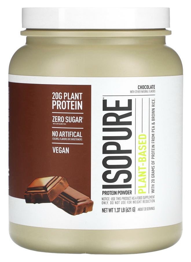 Isopure Plant-Based Protein Powder Chocolate 1.37 lb (621 g) 