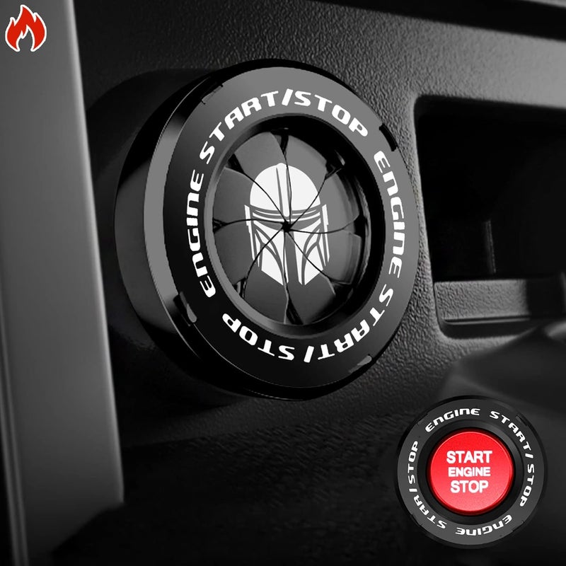 Tybasthe Rotary Start Button Cover, Mandalorian Car Accessories, Engine Start Button Cover, Star Wars Car Stickers, Interior Decor, Cha Switch Cover - Image 1