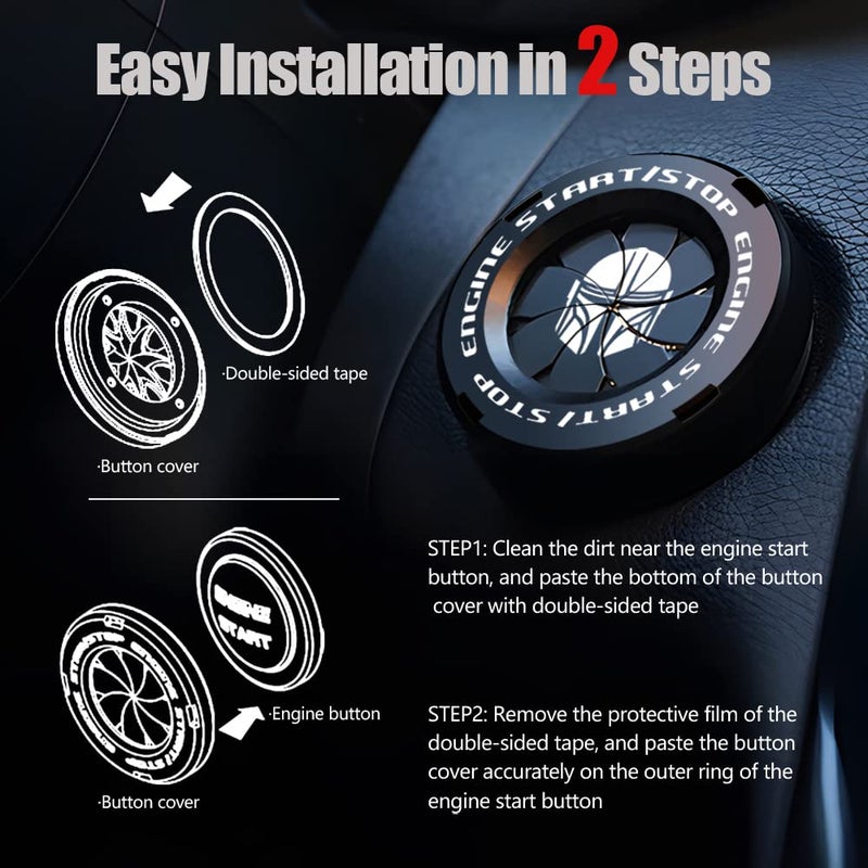 Tybasthe Rotary Start Button Cover, Mandalorian Car Accessories, Engine Start Button Cover, Star Wars Car Stickers, Interior Decor, Cha Switch Cover - Image 5
