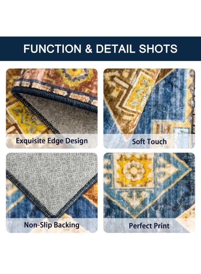 Arabest 100% Non Slip Kitchen Rugs Sets of 3 Washable Boho Kitchen Mats for Floor Vintage Farmhouse Kitchen Rug Soft Runner Rug for Hallway, Laundry Room, Indoor Entryway - Image 5