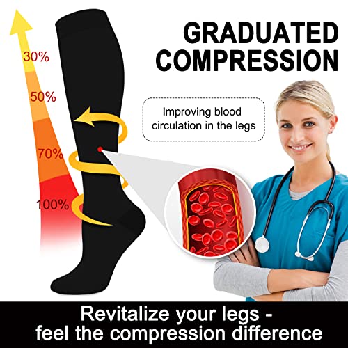 Aoliks Black Compression Socks for Women & Men 15-20 mmHg - Best Support for Nurses,Running,Hiking(L/XL) - Image 4