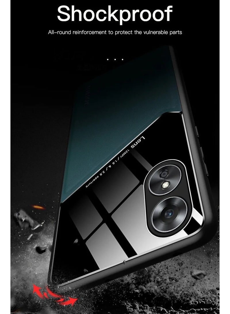 Case Compatible With Oppo Reno 8T 5G Cover Luxury Leather And Glass With Car Magnetic Holder Phone Cover Soft Frame Silicone (Orange) - Image 4