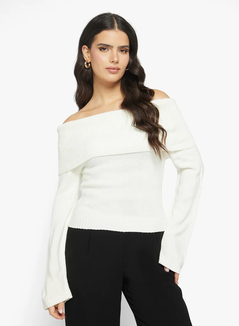 جينجر Off Shoulder Knitted Sweater
