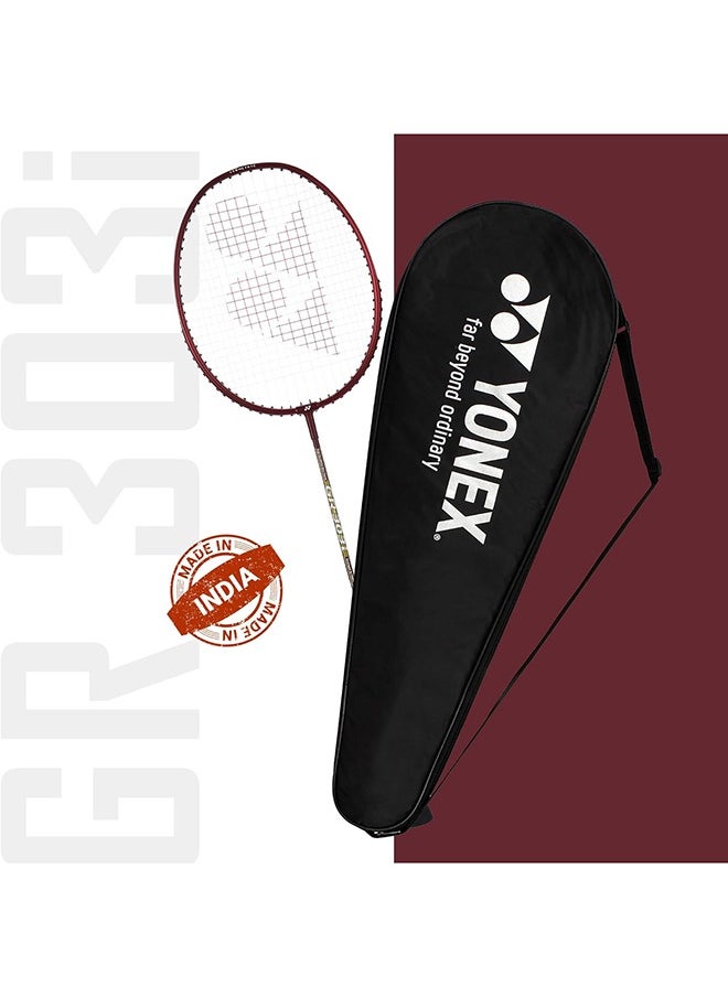 Yonex GR 303i Dark Red Badminton Racquet with Full Cover  - Image 1