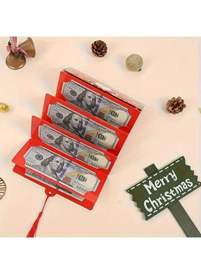 Red Christmas Money Holder Bag Snowflake 10 Compartment Cash Envelope Party Gift Card - Image 4