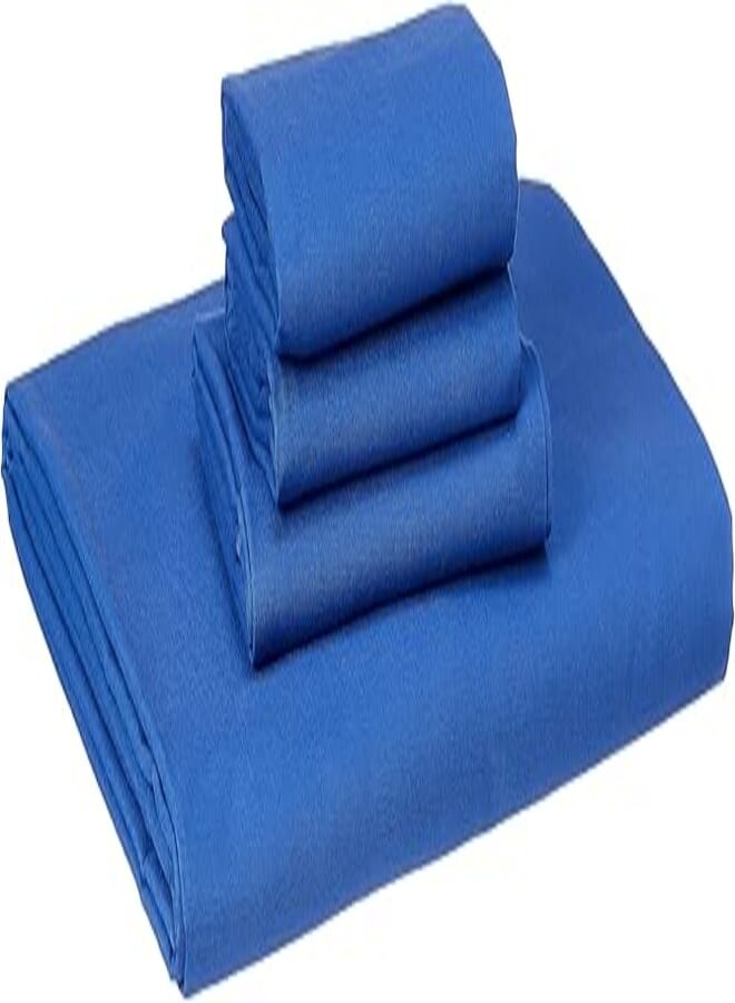 NICE HOME Flat Bed Sheet Set - 3 Pillow Cases and 1 Bed Sheet - Size 160x200cm Dark Blue 4.0 Piece