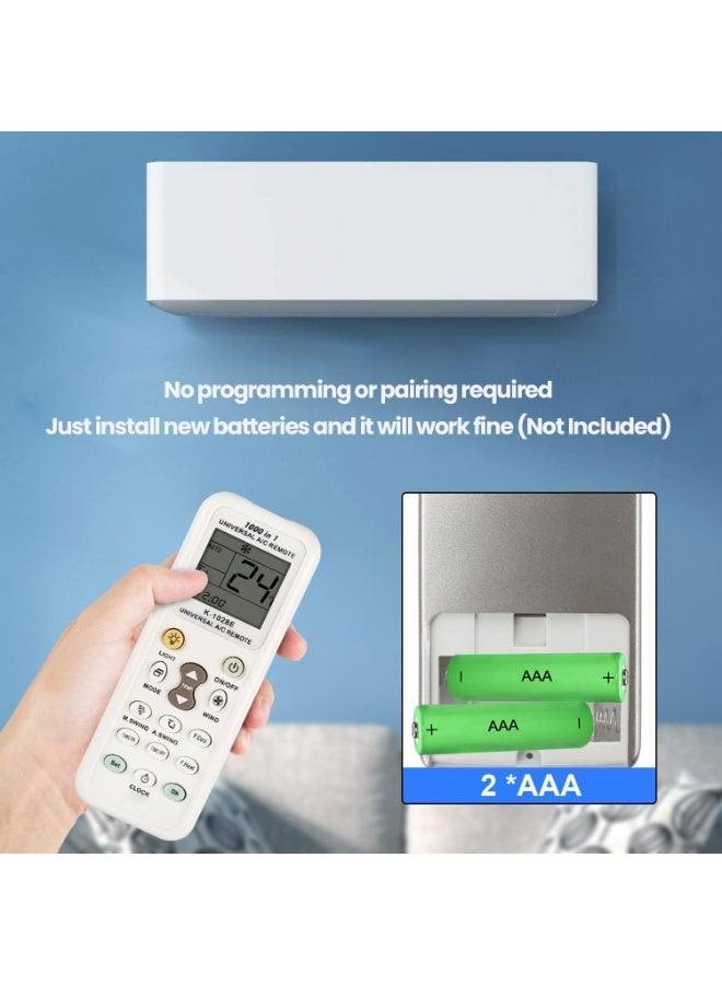 JAJEEK 1000 in 1 Universal AC Remote Control for Air Conditioner, Replacement A/C Remote with LCD Display, Temperature, Cooling, Heating, Fan Speed, Swing, Timer and Mode Control - Image 3