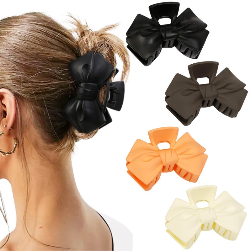 4Pcs Elegant Non Slip Bowknot Claw Clips Strong Hold Hair Accessories for ThickThin Hair Cute Bows for WomenGirls