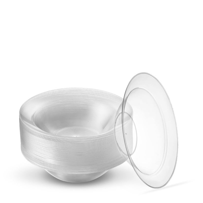 PLASTICPRO 5 oz 40 Pack 5 Ounce Premium Heavy Weight Crystal Clear Classy Disposable hard Plastic Ice Cream Dessert and Snack Bowls