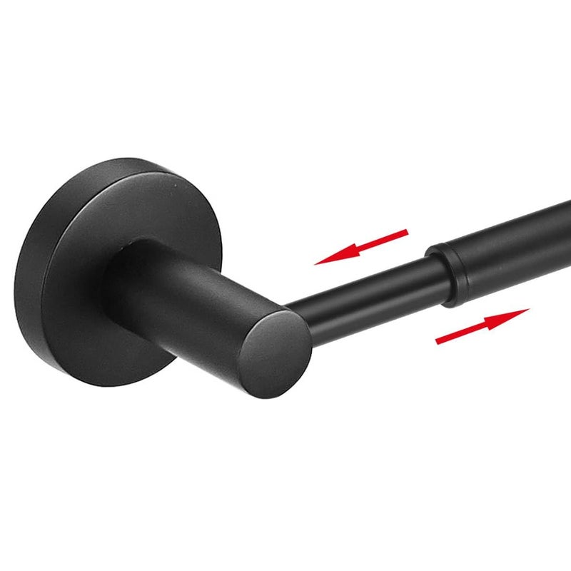 BESy Adjustable 15 to 26 Inch Single Bath Towel Bar Rack for Bathroom Accessories SUS304 Stainless Steel Towel Holder Wall Mount with Screws Hand Towel Bar Rod Hotel Style Matte Black